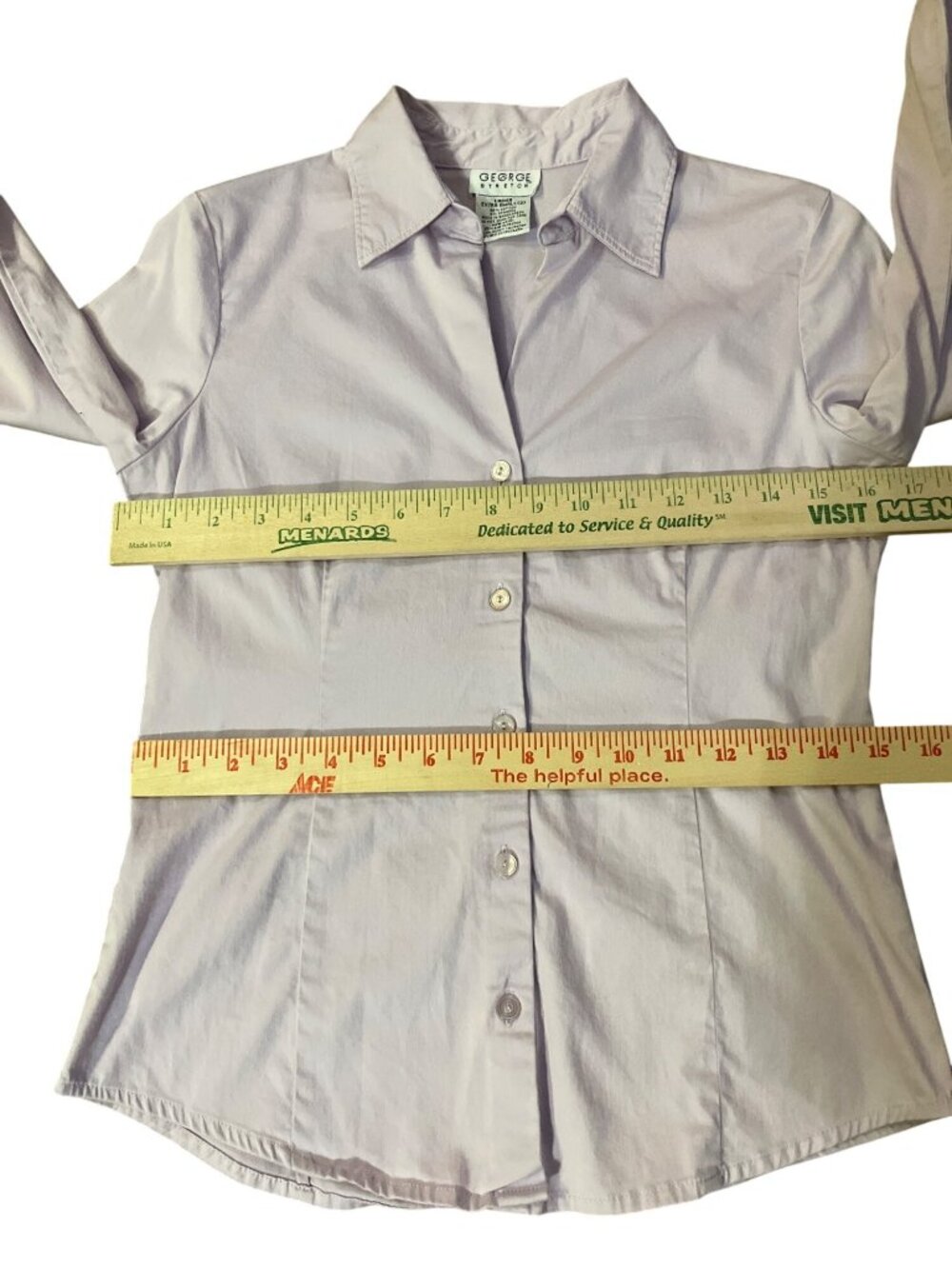George Stretch Womens XS 2 Dusty Lavender Fitted Button Down Shirt Cotton Blend - Picture 7 of 12